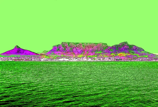 Table Dağı Afrika Tafelberg Güney Afrika Cape Town Popüler Sanat — Stok fotoğraf