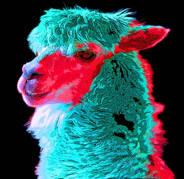 Поп Арт Llama Значок Кольоровими Плямами — стокове фото