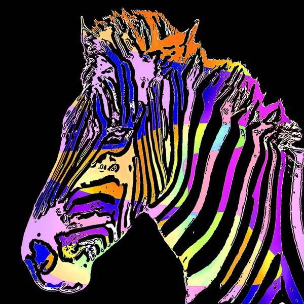 Zebras Tecken Illustration Pop Art Bakgrund Ikon Med Gula Färgfläckar — Stockfoto