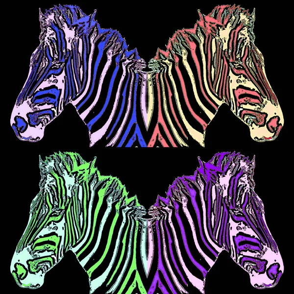 Zebras Tecken Illustration Pop Art Bakgrund Ikon Med Gula Färgfläckar — Stockfoto