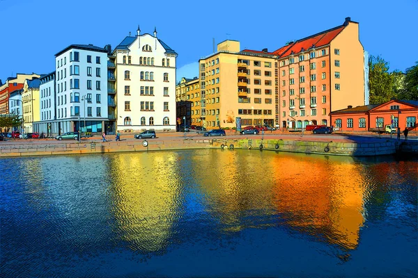 Helsinki Finland 2015 Pohjoisranta Encuentra Centro Discurre Largo Del Símbolo — Foto de Stock