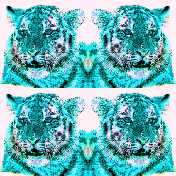 Tiger Cub Sign Illustration Pop Art Background Icon Color Spots — Stock Photo, Image