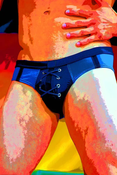 Uomo Scivola Pop Art Retro Segno Illustrazione Sfondo Icona Con — Foto Stock