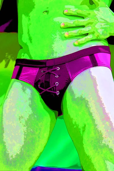 男のスリップ ポップアートレトロサインイラストの背景アイコンとカラースポット — ストック写真