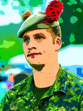 MONTREAL CANADA - 08 03 2014: Black Watch Royal Highland Alayı 'nın askeri Kanada ordusunun 2.