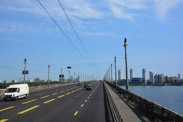Kyiv Ukraine Metro Bridge Jest Pierwszą Częścią Mostu Metra Browarskiego — Zdjęcie stockowe