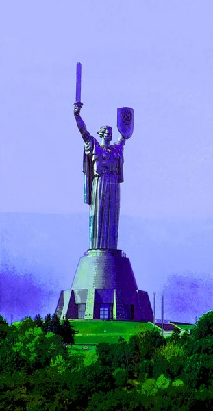 Kyiv Ukraine Motherland Monument Kyjev Ukrajina Znamení Ilustrace Pop Art — Stock fotografie