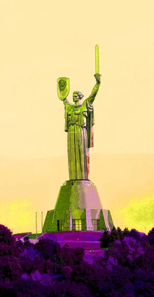 Kyiv Ukraine Motherland Monument Kiev Ukraine Sign Illustration Pop Art — 스톡 사진