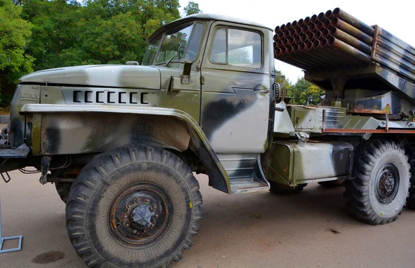 Kyiv Ukraine War Vehicules Soviet Era Ww2 Memorial Ukrainian State — Stock Photo, Image