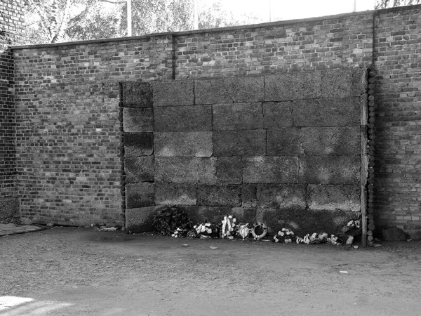 아우슈비츠 수용소 독일어 Auschwitz Birkenau Poland 아우슈비츠 수용소 폴란드에 세우고 — 스톡 사진