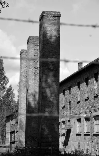 Auschwitz Birkenau Poland Auschwitz Concentration Camp Fences Network German Nazi — стоковое фото