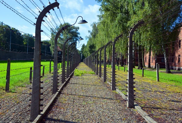 Auschwitz Birkenau Poland 奥斯威辛集中营栅栏是由德国纳粹集中营和波兰第三帝国建造和经营的灭绝集中营组成的网络 — 图库照片