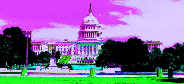 Washington Usa 081998 Ilustración Del Arte Pop Capitolio Los Estados —  Fotos de Stock