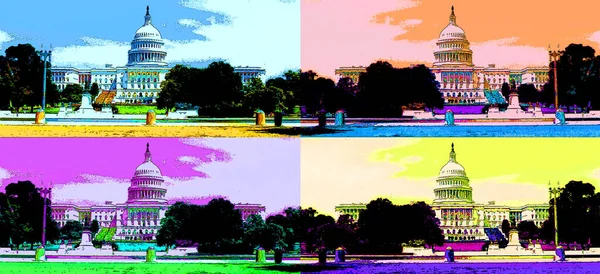 Washington Usa 081998 Pop Art Illustration United States Capitol Capitol — ストック写真