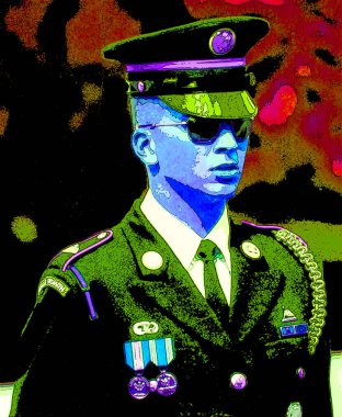 WASHINGTON DC ABD - 18 08 1998: Meçhul Asker Mezarı 'ndaki askeri muhafız, her saat düzenlenen ayrıntılı bir törenle değiştirildi.