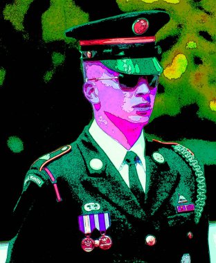 WASHINGTON DC ABD - 18 08 1998: Meçhul Asker Mezarı 'ndaki askeri muhafız, her saat düzenlenen ayrıntılı bir törenle değiştirildi.