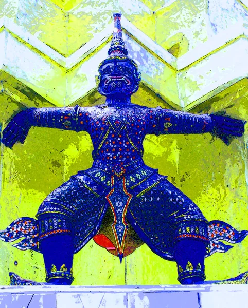 Bangkok Thaïlande 1999 Statue Dieu Gardien Coloré Est Présent Grand — Photo