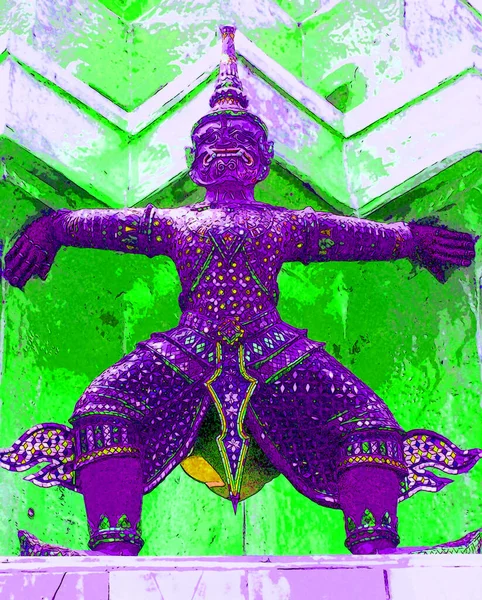 Bangkok Tailandia 1999 Colorida Estatua Dios Guardián Está Presente Gran —  Fotos de Stock