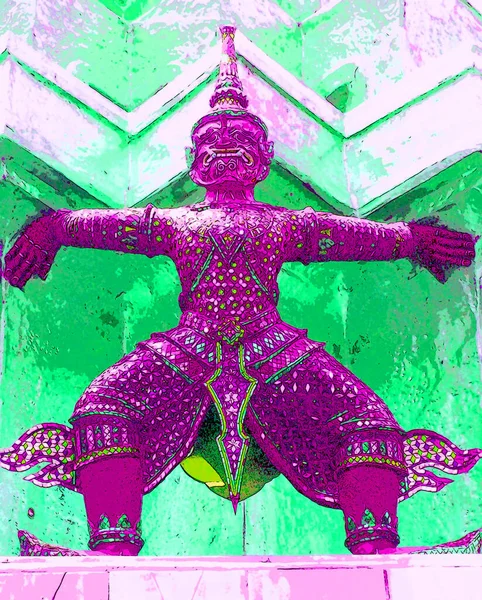 Bangkok Thailand 1999 Colorful Guardian God Statue Present Grand Palace — ストック写真