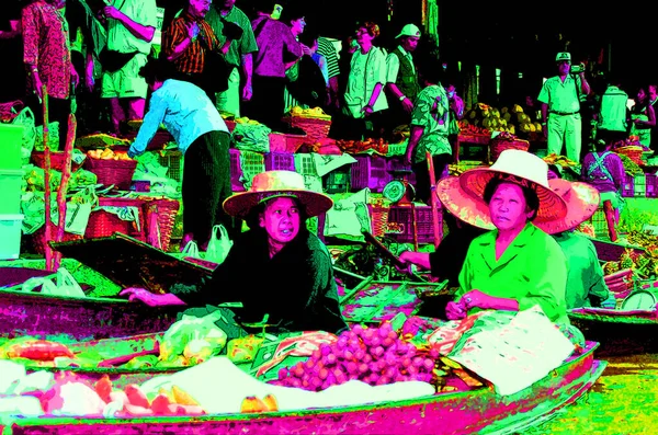 Bangkok Thailand 1999 Mercados Flutuantes Damnoen Saduak Banguecoque Estão Entre — Fotografia de Stock