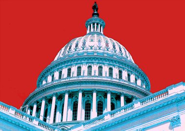 WASHINGTON DC USA - 18 08 1998: Pop Art Illustrated United States Capitol, The Capitol or the Capitol Building, ABD Kongresi 'nin buluşma yeridir.