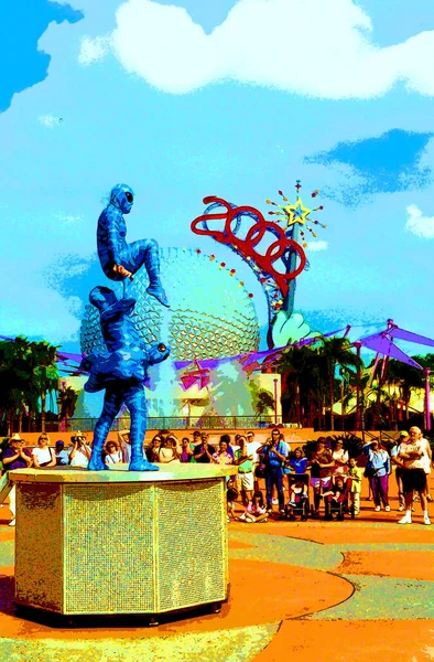 Ícone Arte Pop Monumento Parque Diversões Com Manchas Coloridas — Fotografia de Stock