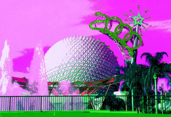 Pop Art Icon Sphere Building Color Spots — 图库照片