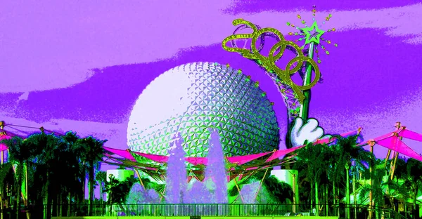 Pop Art Icon Sphere Building Color Spots — ストック写真