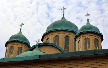 MONTREAL QUEBEC CANADA - 05: 30 2022: Aziz Sophie bir Ukrayna Ortodoks Katedrali..