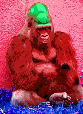 Goril imzalı pop-art arkaplan simgesi