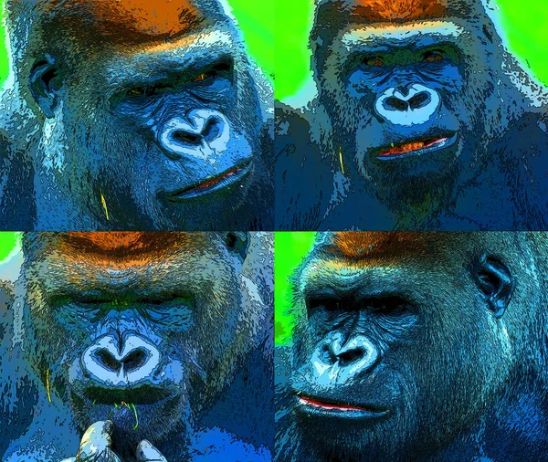 Gorilla Sign Illustration Pop Art Background Icon — 스톡 사진