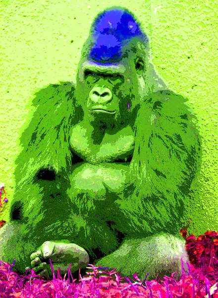 Gorilla Merkki Kuvitus Pop Art Tausta Kuvake — kuvapankkivalokuva