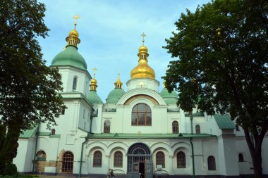 KYIV UKRAINE - 09 04 17: Saint Sophia Cathedral in Kyiv is an architectural monument of Kievan Rus'. The cathedral is one of the city's best known landmarks and the first heritage site in Ukraine.