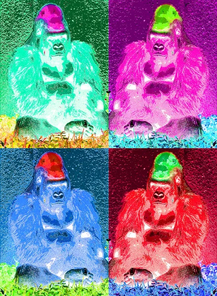 Gorilla Sign Illustration Pop Art Background Icon — Stock fotografie