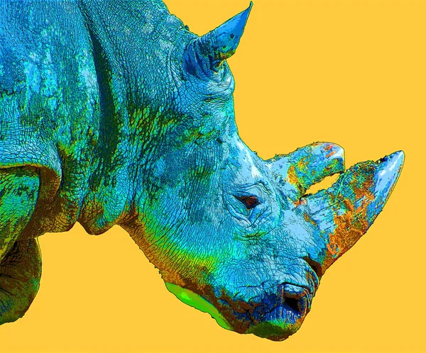 Rhinoceros Sign Illustration Pop Art Background Icon Color Spots — Stock Photo, Image