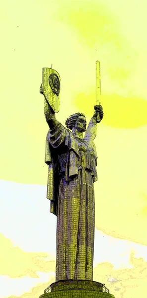 Kyiv Ukraine Motherland Monument Kyiv Ukraine Sign Illustration Pop Art — Photo