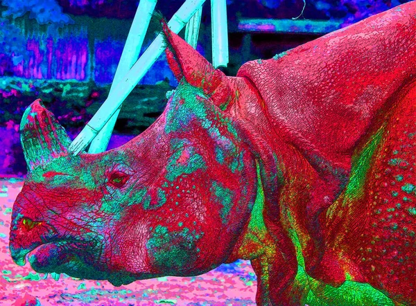 Indian Rhinoceros Rhinoceros Unicornis Also Called Greater One Horned Rhinoceros — Stok fotoğraf
