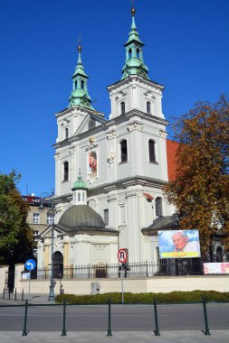KRACOW POLAND - 09 10 17: The Collegiate Church of Saint Florian is a historic church in Krakow former centre of the mediaeval city of Kleparz. The edifice marks the beginning of the Royal Road.