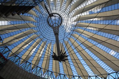 BERLIN GERMANY - 09: 23: Potsdamer Platz, Potsdam Meydanı, Berlin 'in merkezinde, Brandenburg Kapısı ve Reichstag' ın güneyinde önemli bir kavşak noktasıdır.