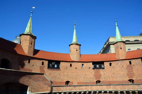 Kracow Poland Krakow Barbican Fortified Outpost Once Connected City Walls — Fotografia de Stock