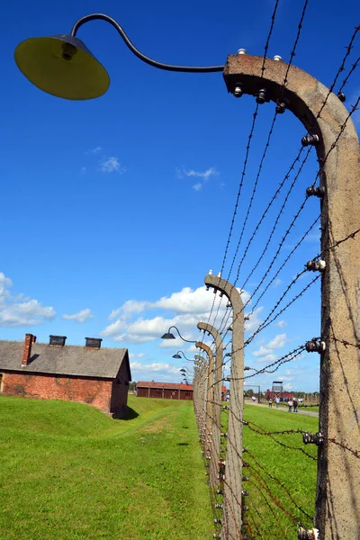 Österrike Birkenau Polen Elektriska Taggtråd Tyska Nazist Koncentration Och Utrotning — Stockfoto