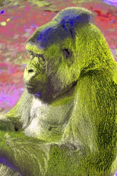 Gorilla Sign Illustration Pop Art Background Icon — Photo