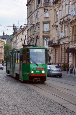 LVIV UKRAINE - 09 09 17: The Lviv tram is an electric tramway in Lviv, Ukraine. It is the only tram system in the Western Ukraine, the largest among the narrow-gauge tram systems in Ukraine