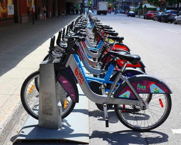 Montreal Canada 2022 Row Bicycle Wheels Belonging Bike Renatl Service — ストック写真