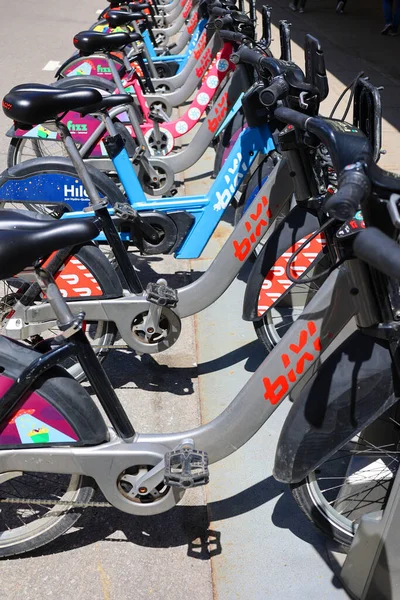 Montreal Canada 2022 Row Bicycle Wheels Belonging Bike Renatl Service — ストック写真
