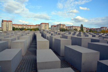 BERLIN GERMANY - 07 23 17: Memorial to the Murdered Jews of Europe, also known as the Holocaust Memorial to the Jewish victims of the Holocaust