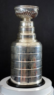 MONTREAL CANADA - 11 19 17: The Stanley cup for 100th anniversary of National Hockey League (NHL) and Montreal Canadiens events on Nov. 17-19, 2017 where the NHL was founded at the Windsor Hotel in 1917
