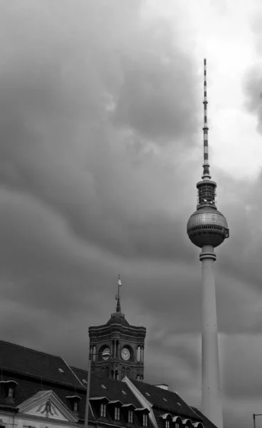 Berlin Németország Fernsehturm Televízió Torony Alexanderplatz Tornyot Egykori Német Demokratikus — Stock Fotó
