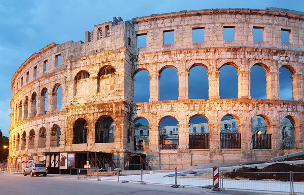 Pula Croatia 2019 Sunset Pula Arena Famous Roman Amphitheater Pula — стокове фото