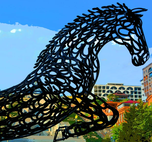 Pop Art Picture Horse Statue — ストック写真